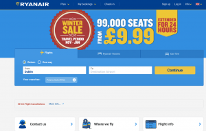 Ryanair website today