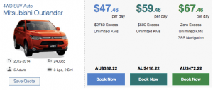 Apex car rentals Australia upselling