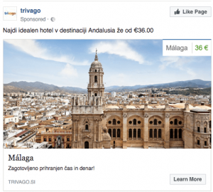 Example of dynamic facebook remarketing from Trivago