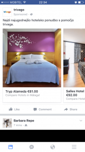 Example of facebook remarketing from Trivago