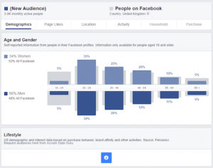 Using Facebook Audiences to see travellers age groups