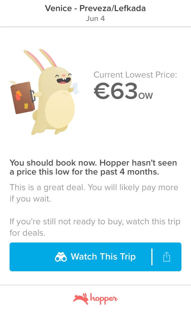 Price prediction for flights is one of the main Hopper app features