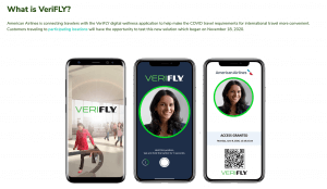 American Airlines VeriFLY app example