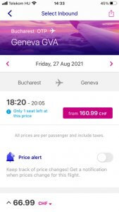 Wizz Air - price alert functionality