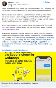 Scoot airlines using App Clips for check in